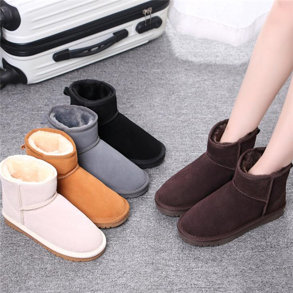 2022 Hot sell classical short U5854 women snow boots keep warm boot Latest fashion Sheepskin Cowskin Genuine Leather Plush boots US4-13 Free transship