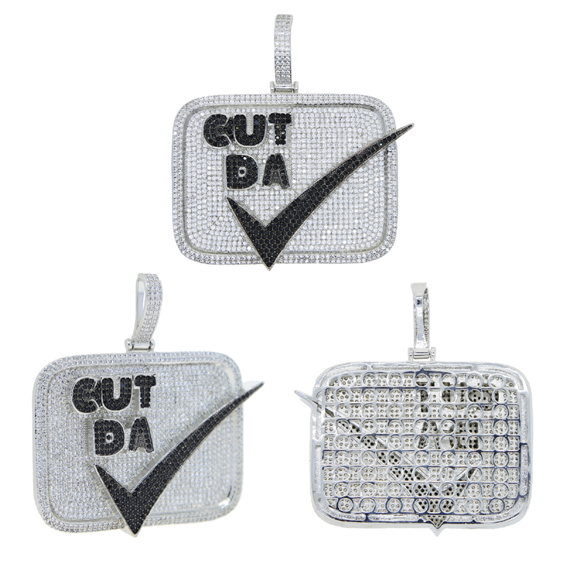 Hip Hop Cool Letters Pendant Micro Pave Cubic Zirconia Bling Fashion Charm Necklaces Jewelry for Men Women