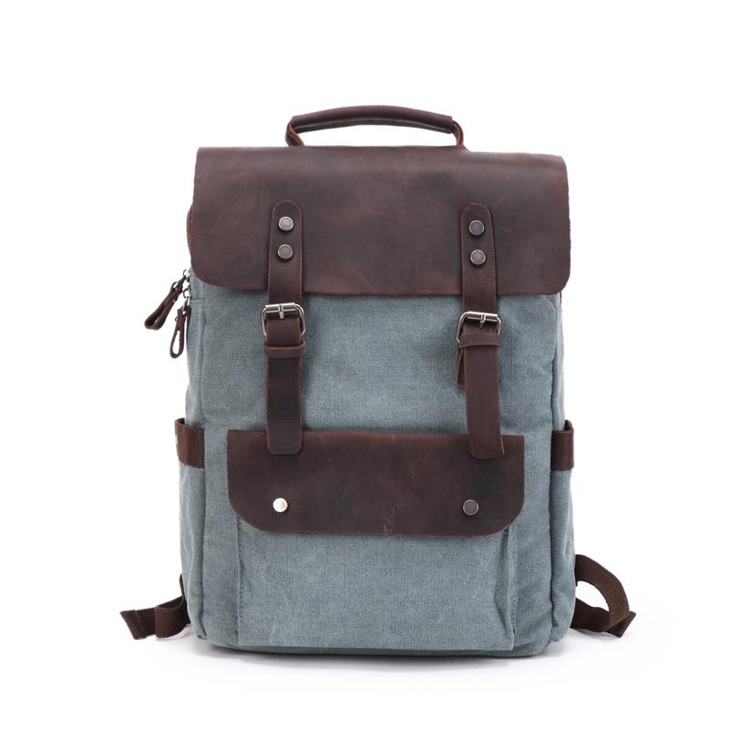 Backpack Europe Drop Vintage Canvas Leather Backpacks Men 14" Laptop Daypacks Waterproof Rucksacks WaxedBackpack, Black 
Backpack Europe Drop Vintage Canvas Leather Backpacks Men 14" Laptop Daypacks Waterproof Rucksacks WaxedBackpack, Black