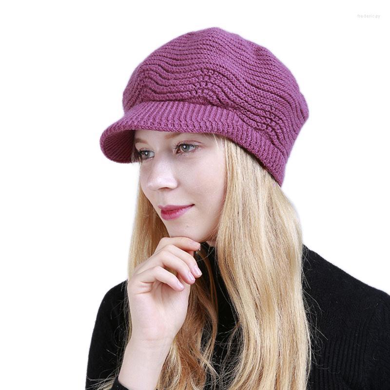Berets Womens Winter Hat Knitted Warm Fleece Lined Sboys Cap Cold Weather With Brim Female Knit Visor BeanieBerets BeretsBerets, Black 
Berets Womens Winter Hat Knitted Warm Fleece Lined Sboys Cap Cold Weather With Brim Female Knit Visor BeanieBerets BeretsBerets, Black