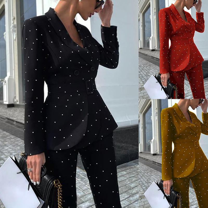 Women' Two Piece Pants Women Printed Suit Jacket Trousers 2022 Autumn And Winter Black Polka Dot Long Sleeve
Women' Two Piece Pants Women Printed Suit Jacket Trousers 2022 Autumn And Winter Black Polka Dot Long Sleeve