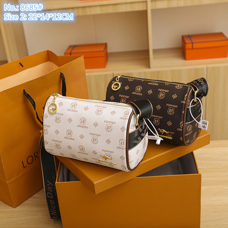 Wholesale factory ladies shoulder bags 2 styles Joker retro printed leather handbag simple cylinder cell phone coin purse personalized ribbon decorative chain bag