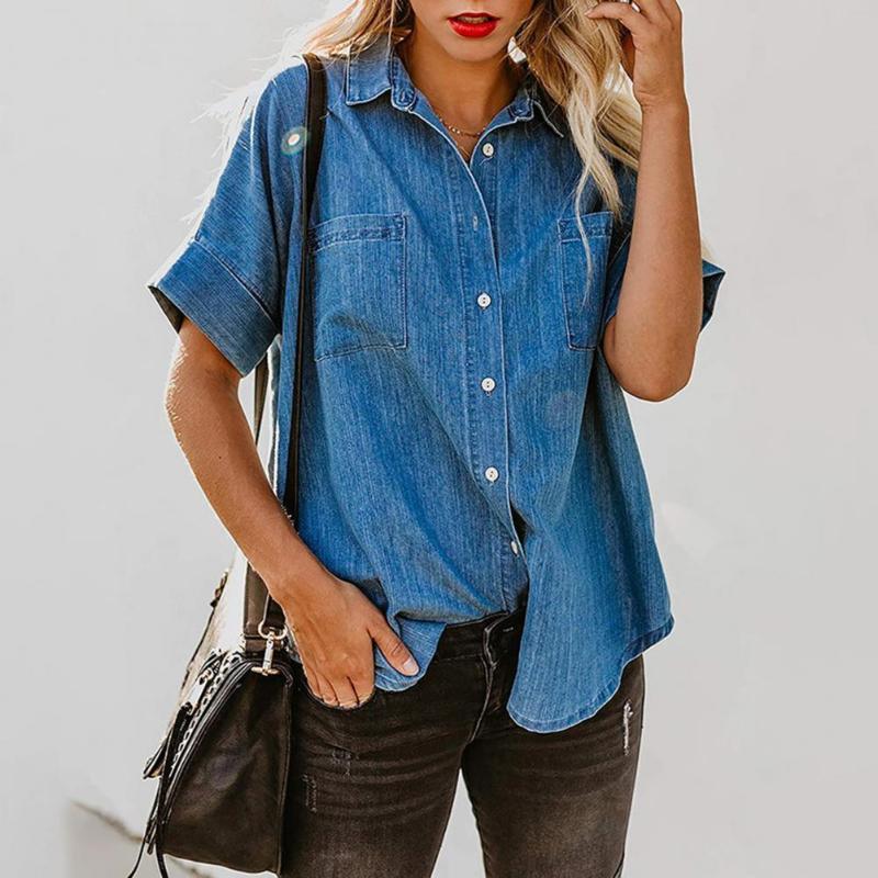 Women' Blouses & Shirts Women Shirt Dual Pocket Single Breasted Eco-friendly Lapel Style Denim Tops Summer Casual Long Sleeve TopsWomen, Blue
Women' Blouses & Shirts Women Shirt Dual Pocket Single Breasted Eco-friendly Lapel Style Denim Tops Summer Casual Long Sleeve TopsWomen, Blue