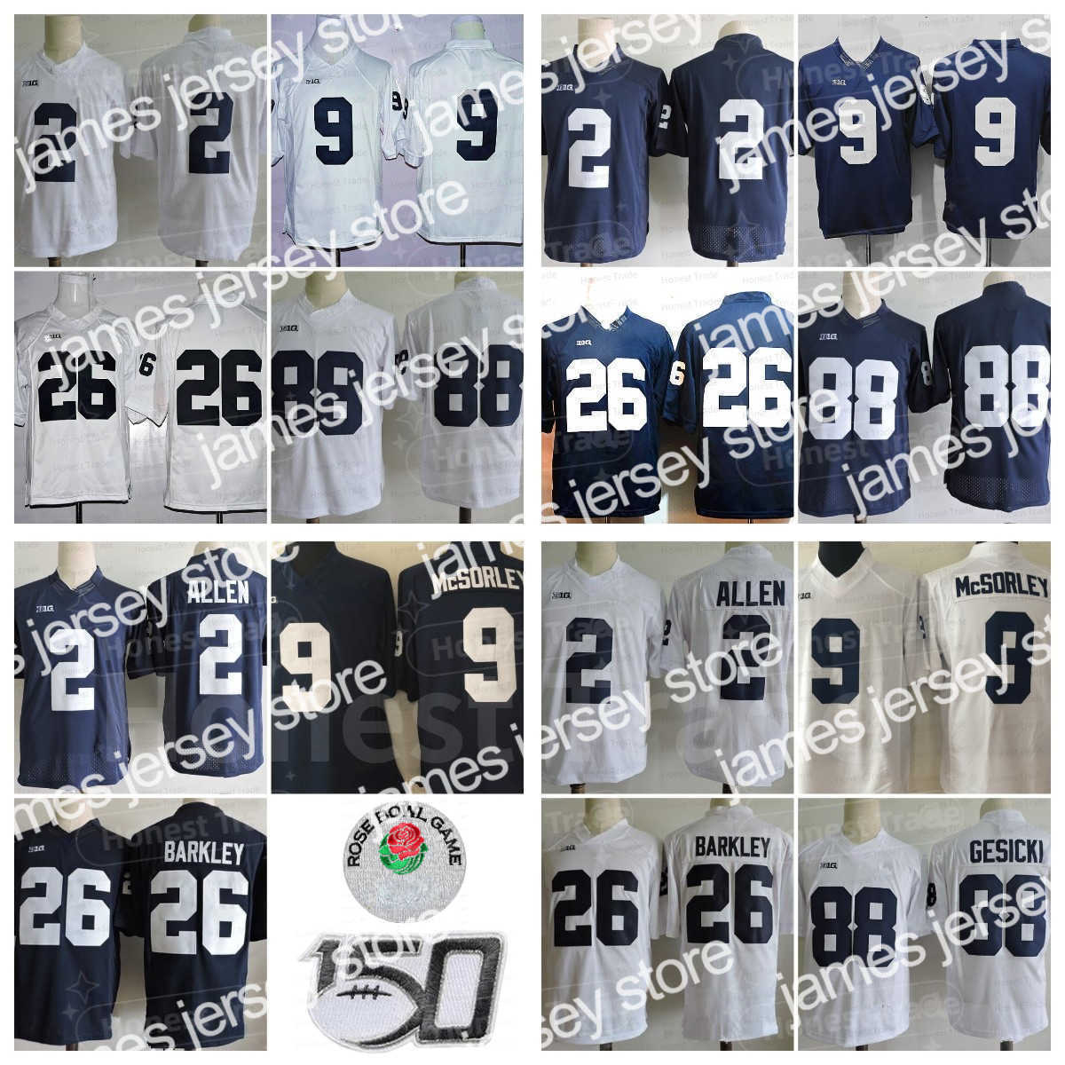 NCAA Penn State College #26 Saquon 9 Trace McSorley 88 Mike Gesicki 2 Marcus Allen Paterno Stitched Jerseys White Navy 150th Men Uniforms, Men + name + 150th patch 
NCAA Penn State College #26 Saquon 9 Trace McSorley 88 Mike Gesicki 2 Marcus Allen Paterno Stitched Jerseys White Navy 150th Men Uniforms, Men + name + 150th patch