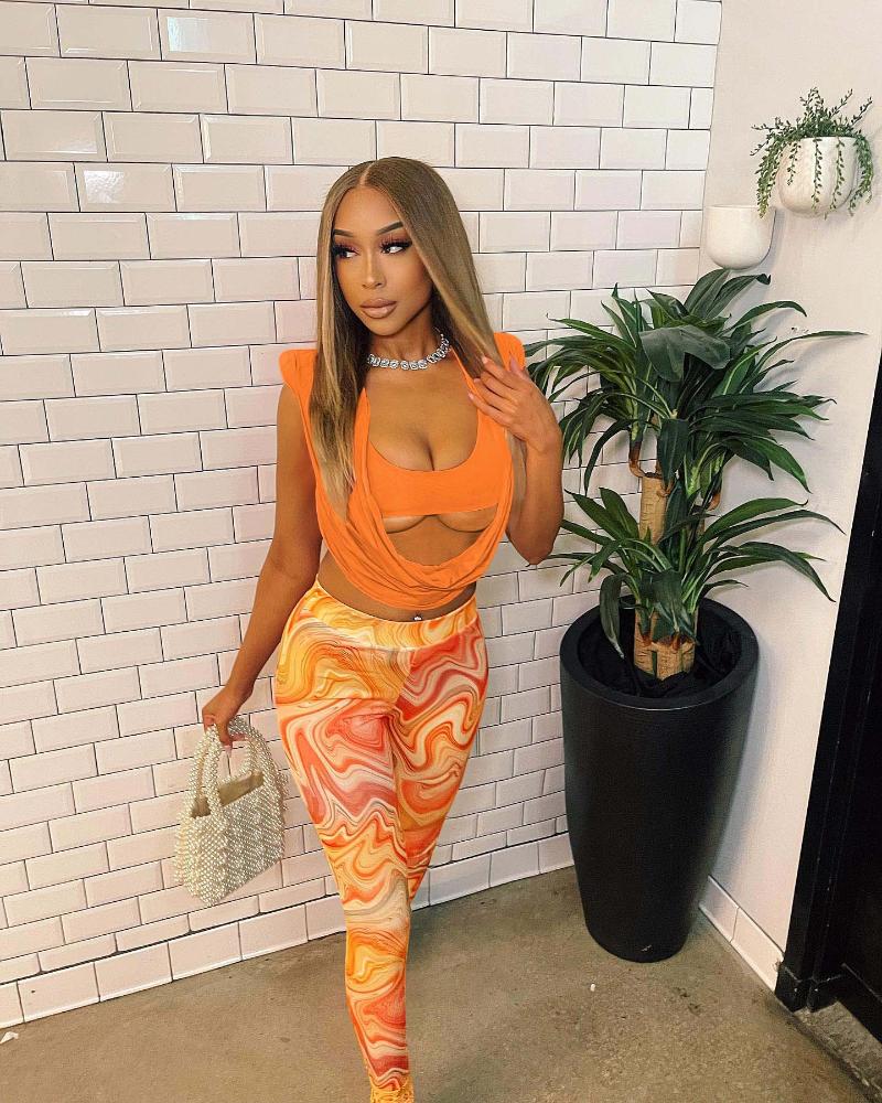 Women' Two Piece Pants Women Print Mesh Legging Suit And Pile Neck Crop Top Street Tracksuit Set 2022 Summer OutfitsWomen, Orange
Women' Two Piece Pants Women Print Mesh Legging Suit And Pile Neck Crop Top Street Tracksuit Set 2022 Summer OutfitsWomen, Orange