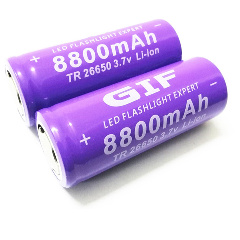 GIF 26650 Lithium Battery 8800mAh 3.7V Rechargeable lithium battery for T6 flashlight headlamp toy battery 4.2v factory direct supply
