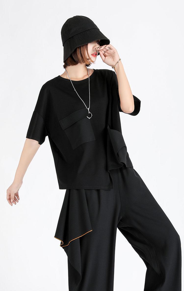 Women' T-Shirt Jacket Design Sentiment Small Minority Of Women Short Summer Loose Matching Splicing Dark Yamamoto Cold Sub-short-sleeve, Black
Women' T-Shirt Jacket Design Sentiment Small Minority Of Women Short Summer Loose Matching Splicing Dark Yamamoto Cold Sub-short-sleeve, Black