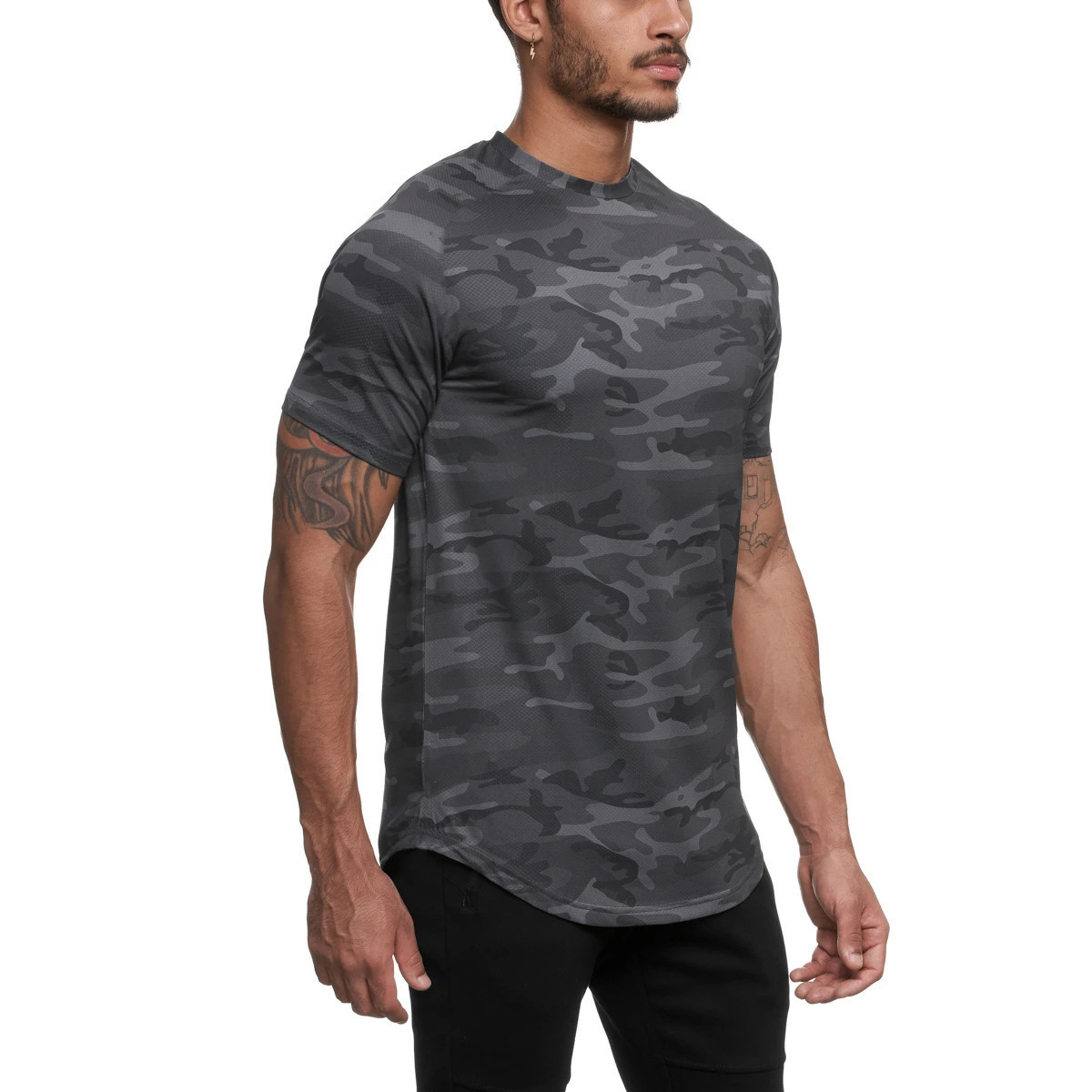 men's sports T-shirt Europe and the United States fitness training jogging quick-drying elastic loose breathable short-sleeved TX-1 shaping Yoga 