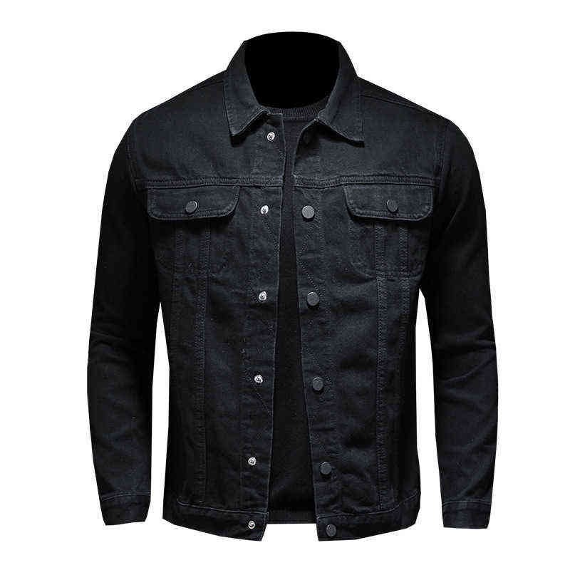 Mens Denim Jacket Moto Biker Outerwear Coats Men Jeans Jacket Black Casual Cotton Turn Down Collar Motorcycle Denim Coats Men Y220803