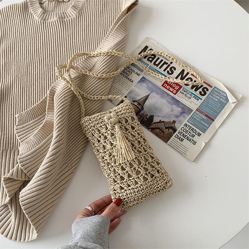 Evening Bags Beach Mobile Phone Bag Summer Mini Crossbody Vintage Female Handmade Straw Tassel Girls Small Shoulder BagEvening, Beige 
Evening Bags Beach Mobile Phone Bag Summer Mini Crossbody Vintage Female Handmade Straw Tassel Girls Small Shoulder BagEvening, Beige