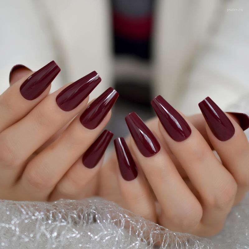 False Nails Long Coffin Design Art Tips Square Pure Color Chocolate Brown Fingernails Shiny Fake Nail Manicure 24CT Prud22, L5582
False Nails Long Coffin Design Art Tips Square Pure Color Chocolate Brown Fingernails Shiny Fake Nail Manicure 24CT Prud22, L5582