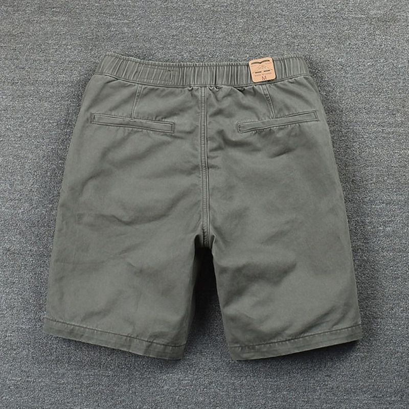 Shorts Mens Casual Cotton Work Trousers Knee Length Elastic Waist Men Chino 220318