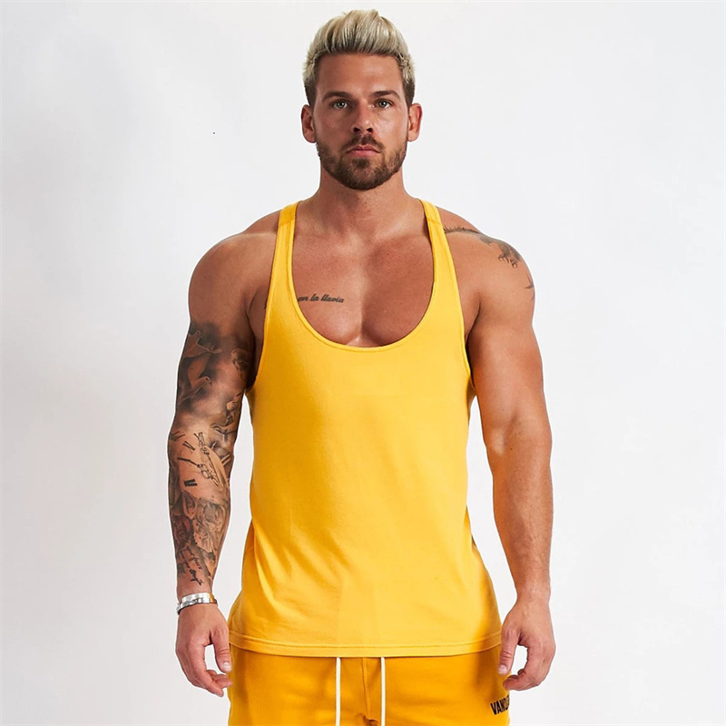 Men's Cotton Tank Tops Singlets Sports Shirt Sleeveless Sweatshirt Stringer T shirt, Black