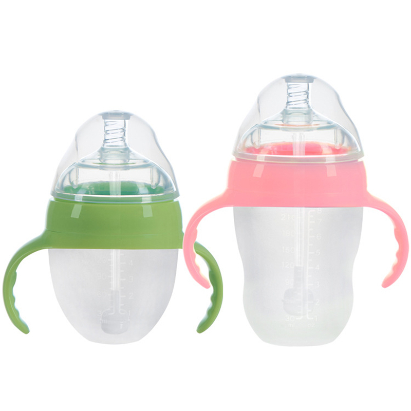 4 Styles Baby Bottle born Wide Caliber Anti-flatulence Silicone Bottle with Handle Baby Supplies Kids Milk Food Feeding Tools 220512