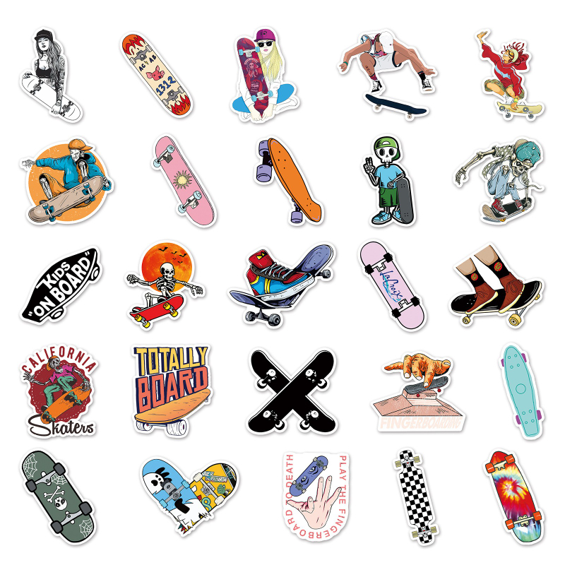 50Pcs/Lot Cartoon Trend Sports Skateboard Stickers Fashion Stickers Graffiti Kids Toy Motorcycle Bicycle Phone Laptop Luggage Sticker Decals