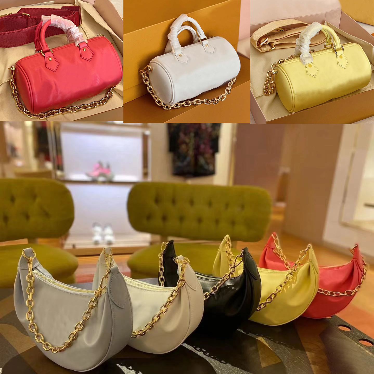 2022 Spring Summer Crossbody Bags Over The Moon Handbags Women Handbag Purse Fashion Letters Soft Cowhide Leather Papillon Bubblegram Chain Shoulder Bag, 27.5*16*7cm
2022 Spring Summer Crossbody Bags Over The Moon Handbags Women Handbag Purse Fashion Letters Soft Cowhide Leather Papillon Bubblegram Chain Shoulder Bag, 27.5*16*7cm