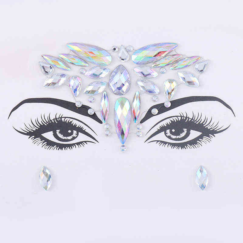 NXY Temporary Tattoo Nail Art Decorations Body Face Jewels Crystal Eyes Festival Party Glitter Stickers Flash Rhinestones 0330