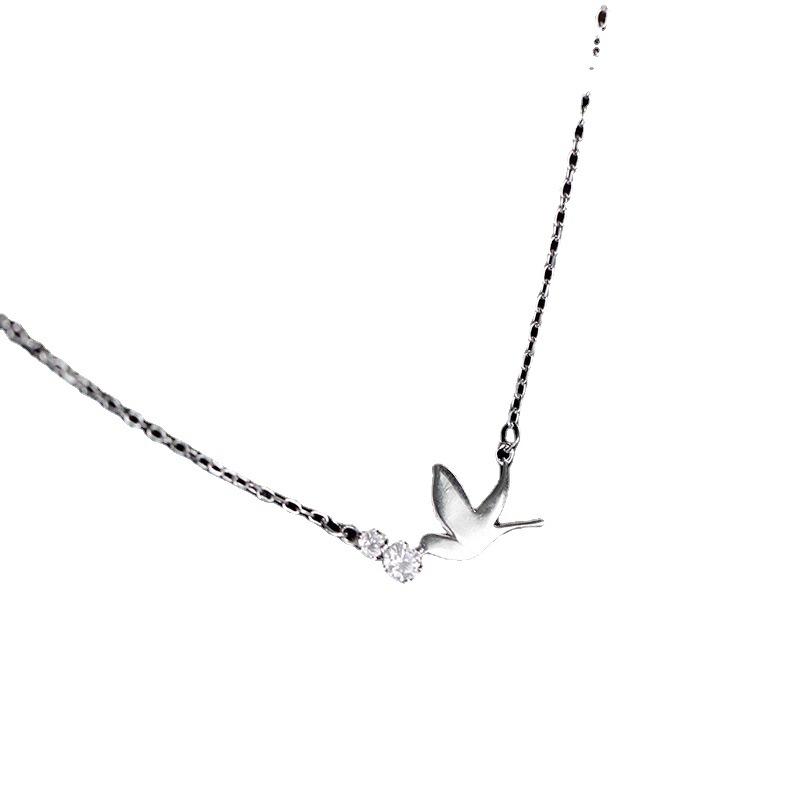 Chains Korea Temperament Cute Swallow Literary Short 925 Sterling Silver Clavicle Chain Trendy Female Necklace JewleryChains