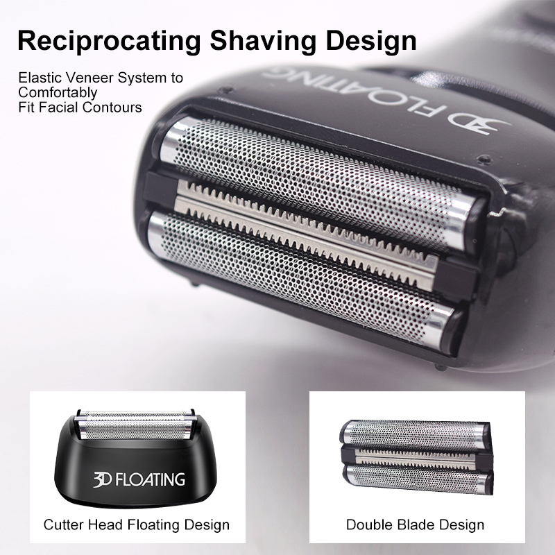 USB Rechargeable Electric Shaver 1 Hour Fast Charge Shaving Machine Men 3D Triple Floating Blade Razor Wet-Dry Dual Use Washable 220322