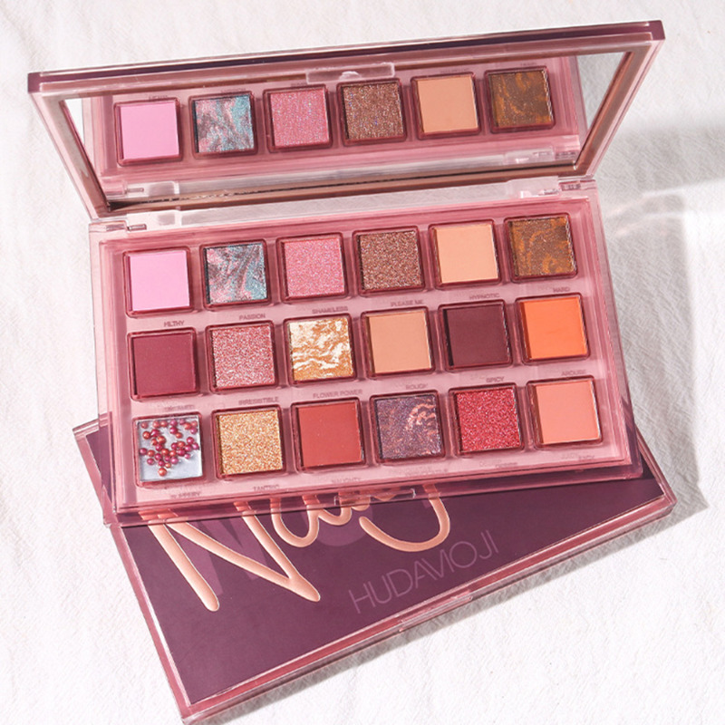 Huda 18 Colors Professional Eye Shadow Cosmetic Long Lasting Waterproof Earth Color Pomegranate Seeds Eyeshadow Palette Makeup 220527