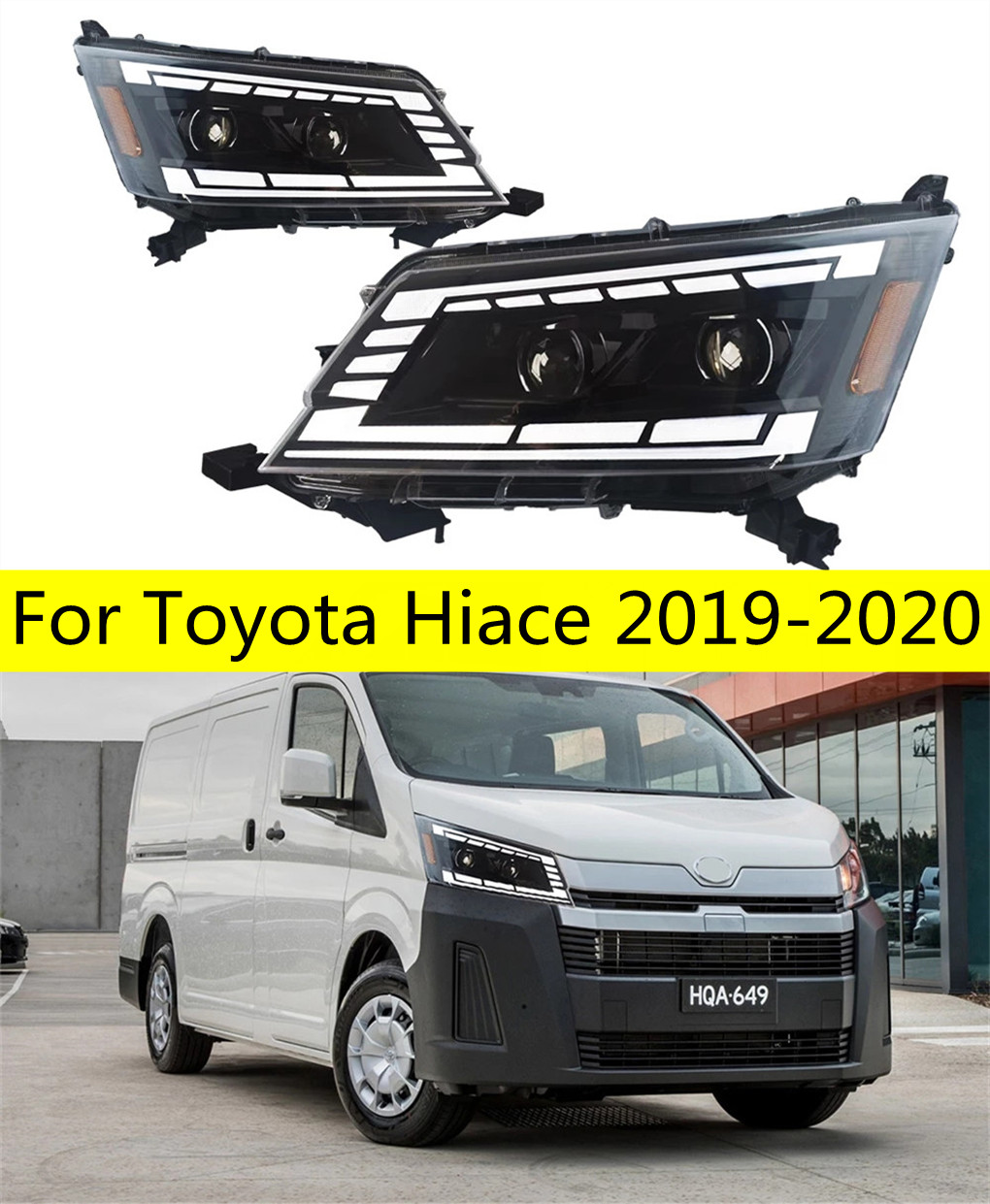 LED Front Head Lights For Toyota Hiace 20 19-2022 DRL Replacement Daytime Headlights LED Turn Signal Light