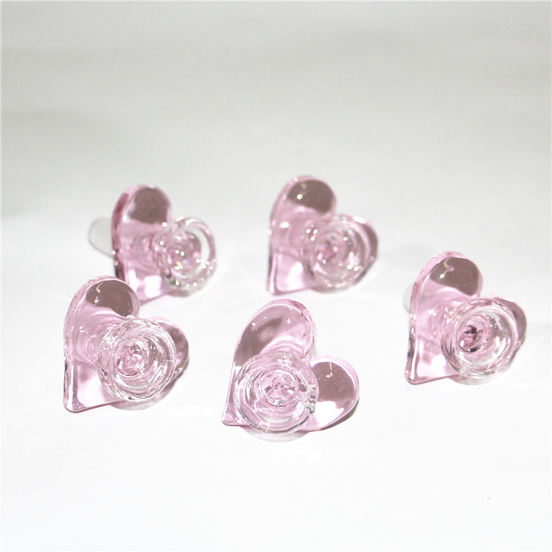 hookah 14mm 18mm Male Glass Bowl Pink Color Heart Shape Smoking Slide Bowls Piece For Water Bong silicone nectar