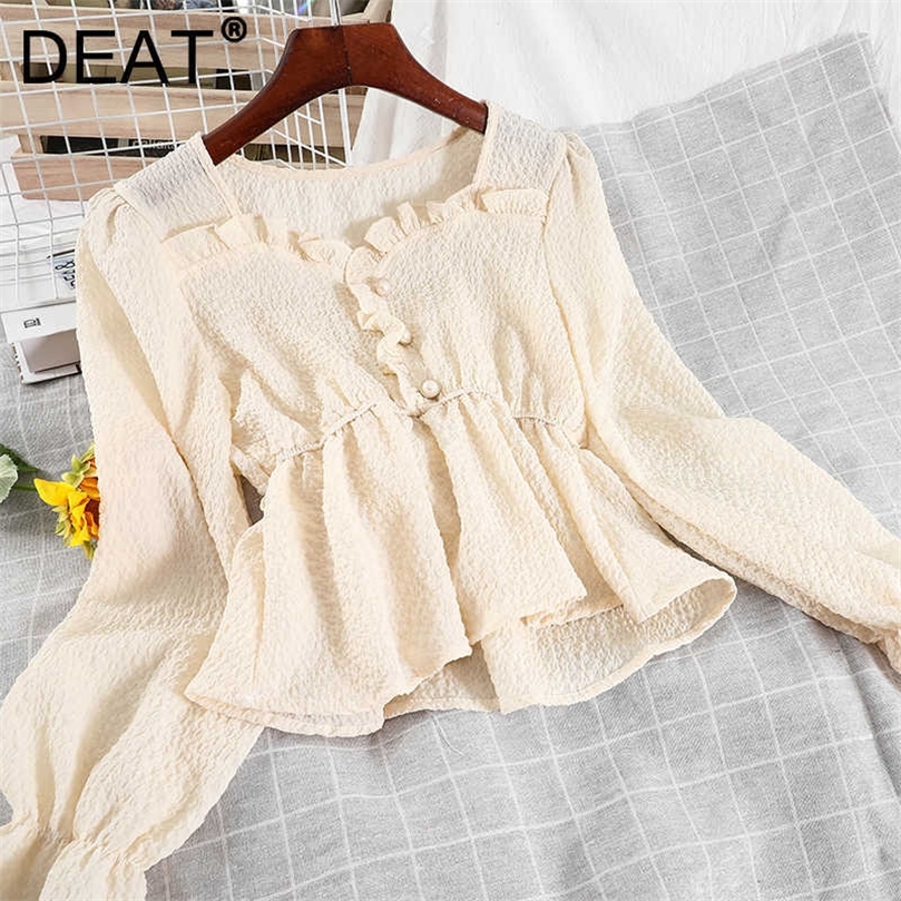 DEAT Spring Autumn Arrivals Solid Color Long Sleeve Square Collar Fashion Temperament Women Short Shirt MZ942 210709, Black 
DEAT Spring Autumn Arrivals Solid Color Long Sleeve Square Collar Fashion Temperament Women Short Shirt MZ942 210709, Black