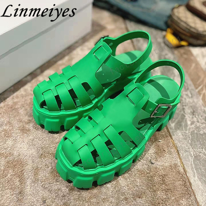 Roman Summer Casual Platform Sandals for Women Fashion Beach Sports Sandal Toe Clipping Trend Cross Strap Slippers Woman Candy Color Ladies Open Toe Soft Shoes