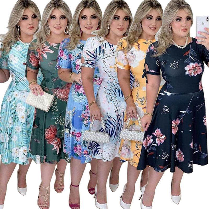 Plus Size Dresses Summer Floral For Women Short Sleeve High Waist A-line Bohemian Dress Ladies Wholesale Drop, Black
Plus Size Dresses Summer Floral For Women Short Sleeve High Waist A-line Bohemian Dress Ladies Wholesale Drop, Black