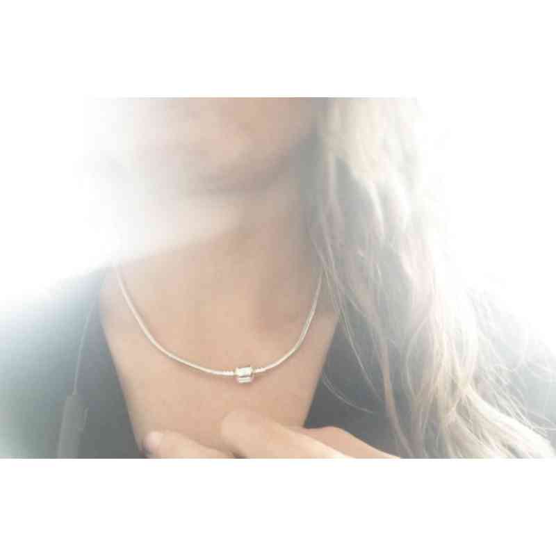 New Necklace Silver Colour Simple Fit Original Charm Bead Pendant for Women Jewelry Diy