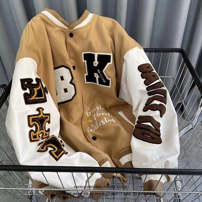 Mens Jackets street retro Letter embroidery baseball uniform cotton bomber a220823