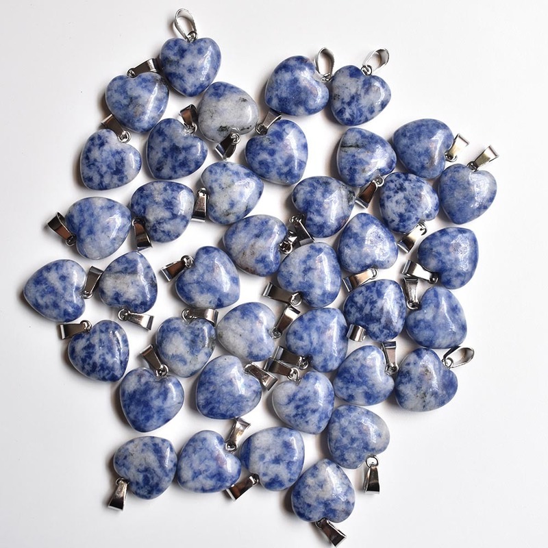 Wholesale 50pcs/lot fashion good quality natural stone mix heart charms pendants 16mm for jewelry accessories making free 220421