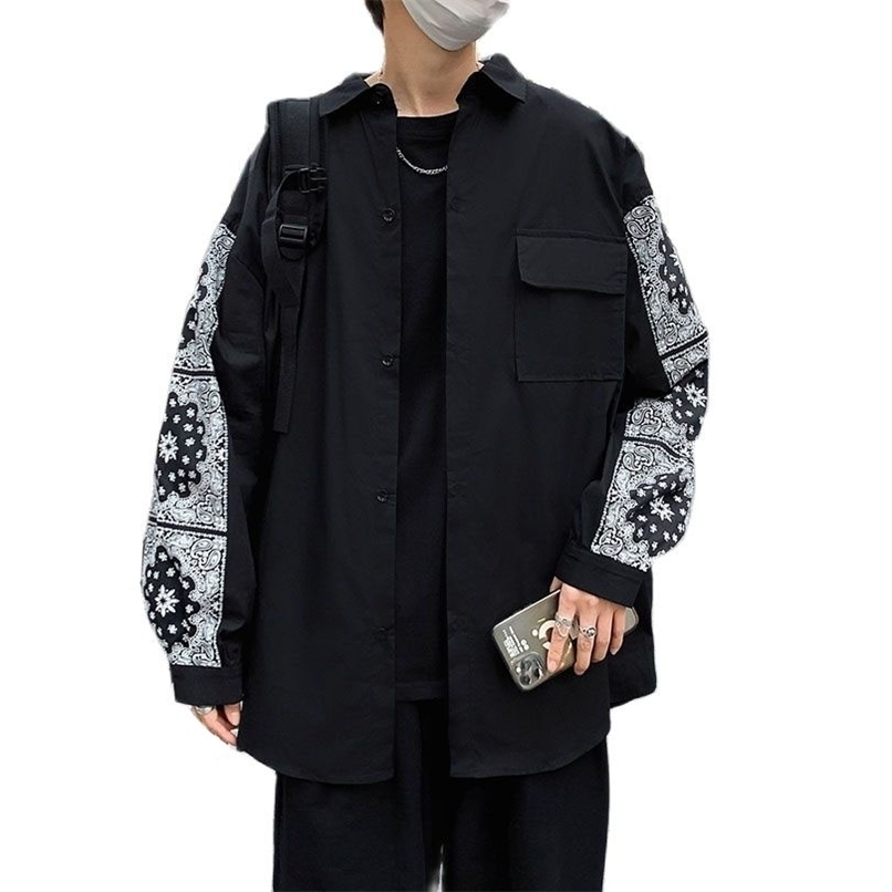 Bandana Men's Shirts Streetwear Long Sleeve Paisley Harajuku Shirt Male Clothes Fashion Spring Summer Elegant Oversize 220322