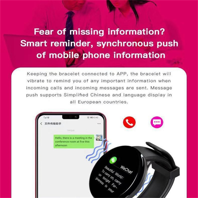 D18 Smart Watch Men Blood Pressure Waterproof Wristbands Smartwatch Women Heart Rate Monitor Fitness Tracker Watch Sport For Android IOS
