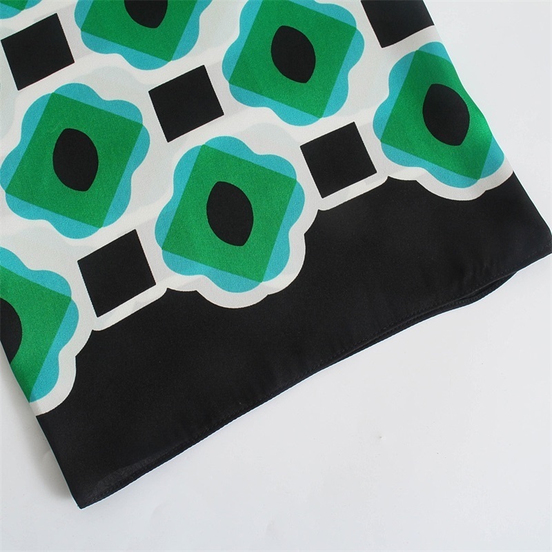 TRAF Women Fashion Geometric Graphic Print Trousers Retro High-Waist Drawstring Side Pocket's Streetwear 220325