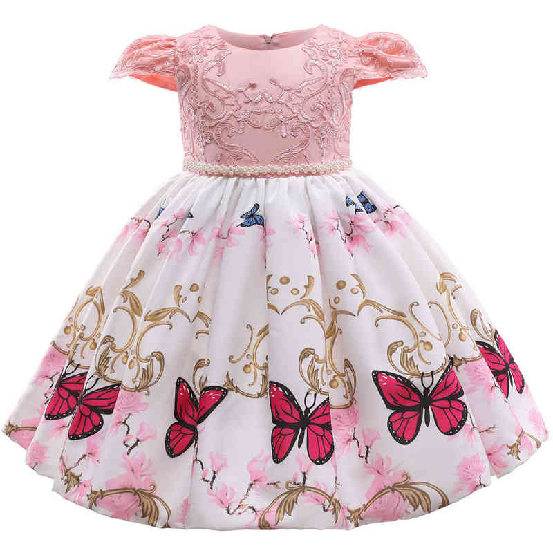 Flower Girls Dresses for Wedding Birthday Kids Clothes Dress Girl Elegant Princess Butterflies Children Formal Pageant Gown Y220510