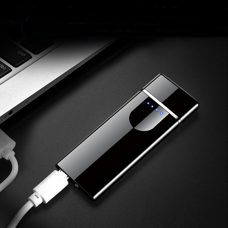 USB Lighter Rechargeable Electronic Lighters LED Screen Plasma Power Display Thunder Gadgets portable for travel W260202