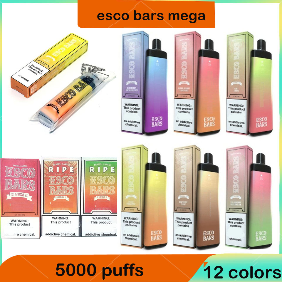 Esco Bars Mega Disposable cigarettes 5000 Puffs Vape Pen 600mAh Rechargeable Battery 14ml Pre-filled Vapor Mesh Coil Cartridge Device 
Esco Bars Mega Disposable cigarettes 5000 Puffs Vape Pen 600mAh Rechargeable Battery 14ml Pre-filled Vapor Mesh Coil Cartridge Device
