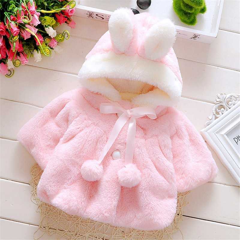 

Girl Jackets 2018 Baby Winter Outerwear Velour Fabric Garment Lovely Bow Coat for Baby Girls Kids Clothes Clothing, White