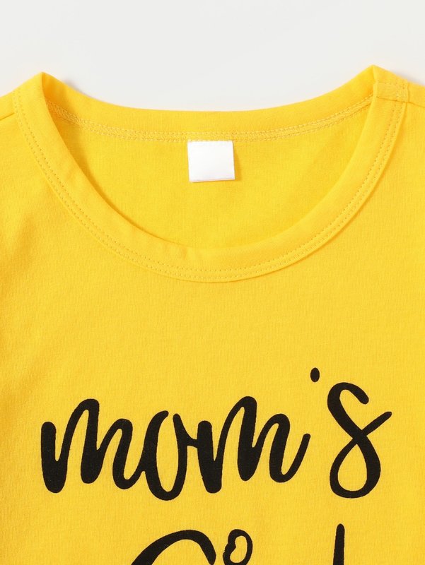 Toddler Girls Slogan Graphic Tee & Cheetah Pants SHE