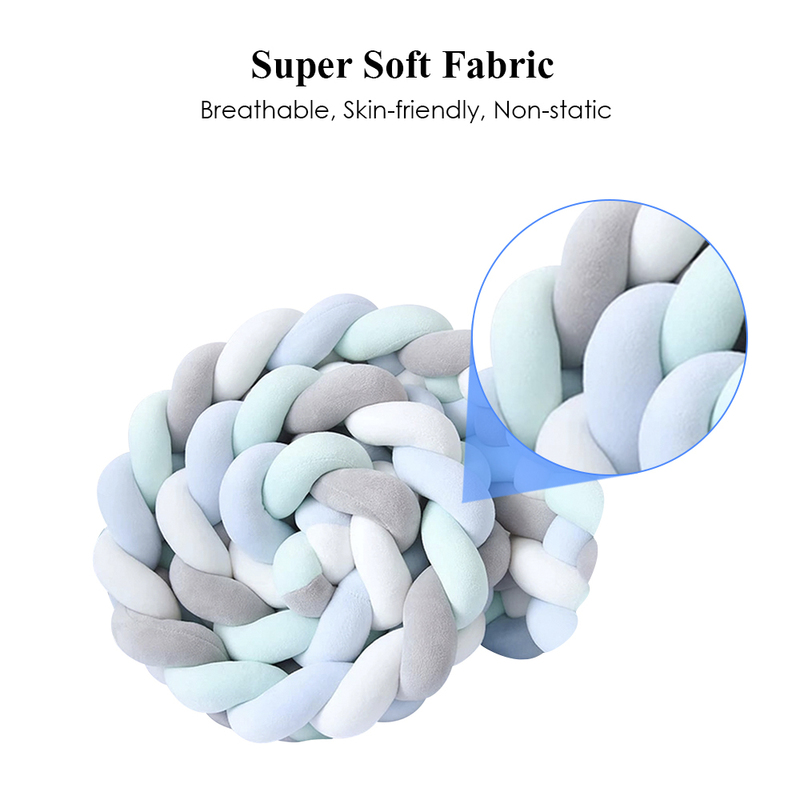 1M2M Baby Bed Bumper Knotted Braided Handmade Soft Pillow Pad Cushion Nursery Cradle Infant Room Long Knotted Braid Pillow 240422