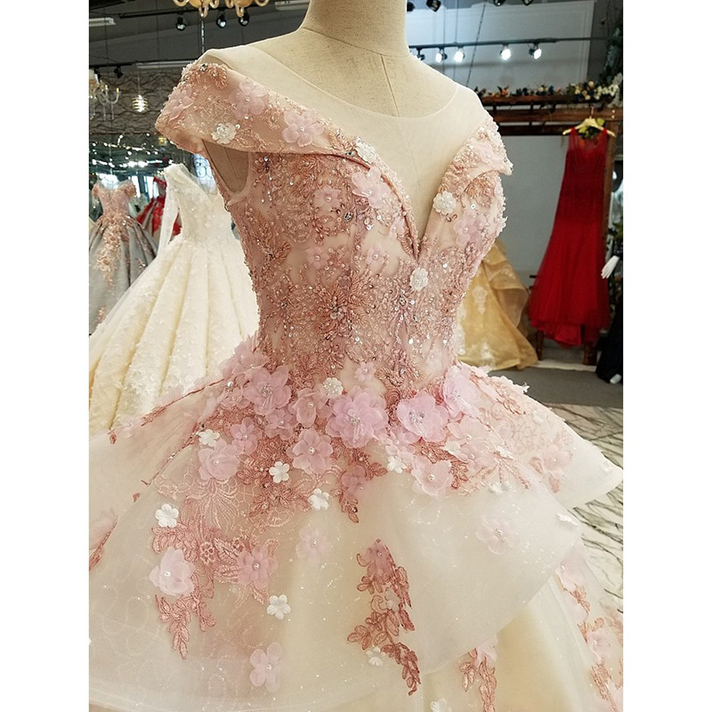 Newest Wedding Dresses D Wers Crystals Beads Backless A E Chapel Train Lace Bg Customed Ivory Princess Bridal Gowns 6660306