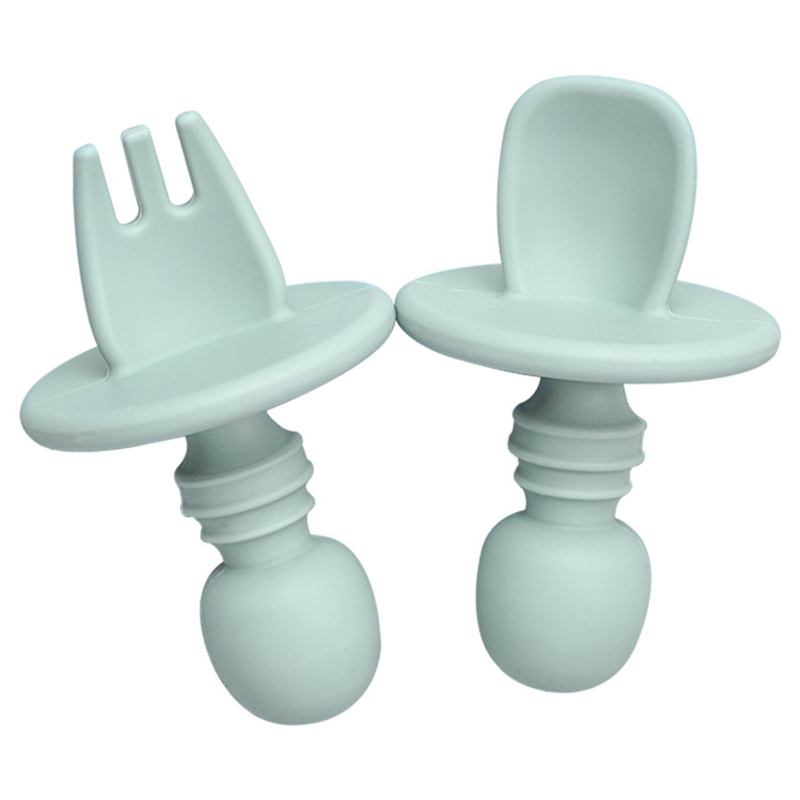 BAP Free Food Grade Infant Mini Silicone Tableware Set Baby Soft Kitchen Accession Fork Spoon Kids Portable Soild Color TeaSpoo 220512