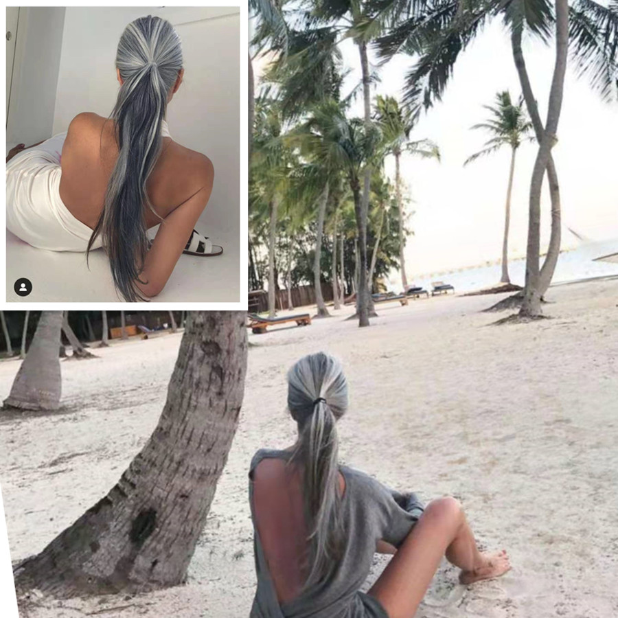New arrival Salt and pepper silver grey HUMAN ponytail hair extension Long sleek gray hair pony tail drawstring wraps hairpiece 100g 120g 140g
New arrival Salt and pepper silver grey HUMAN ponytail hair extension Long sleek gray hair pony tail drawstring wraps hairpiece 100g 120g 140g