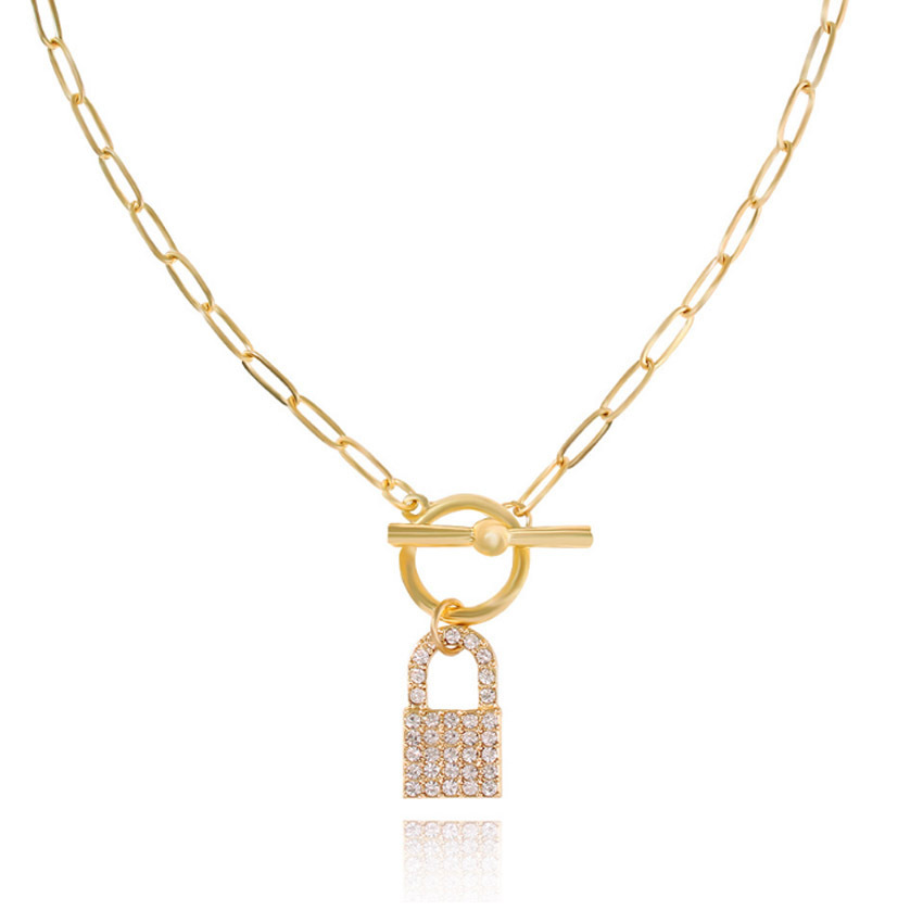 Small Lock Necklace Fashion Creative Diamond Pendant Punk Style Buckle Necklace Necklace
Small Lock Necklace Fashion Creative Diamond Pendant Punk Style Buckle Necklace Necklace