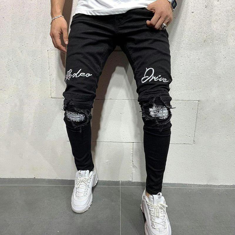 Men's Jeans Men Embroidered Patch Worn Hole Elastic Pencil Pants Slim Mens Casual Letter Print Skinny JeansMen's Bert22, 079
Men's Jeans Men Embroidered Patch Worn Hole Elastic Pencil Pants Slim Mens Casual Letter Print Skinny JeansMen's Bert22, 079