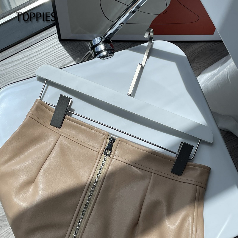 Toppies Leather Skirt High Waist Women Office Lady Mini Female Casual A-line Short s 220317