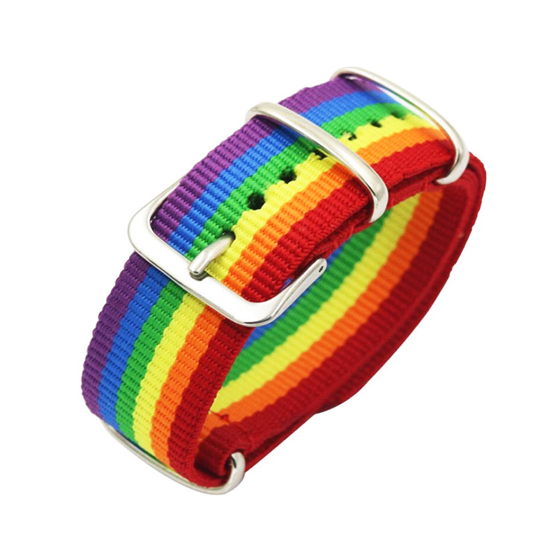 Delysia King Unisex Trendy Rainbow Cuff Bracelet Simplicity Temperament Multicolor Wrist Band Birthday Present