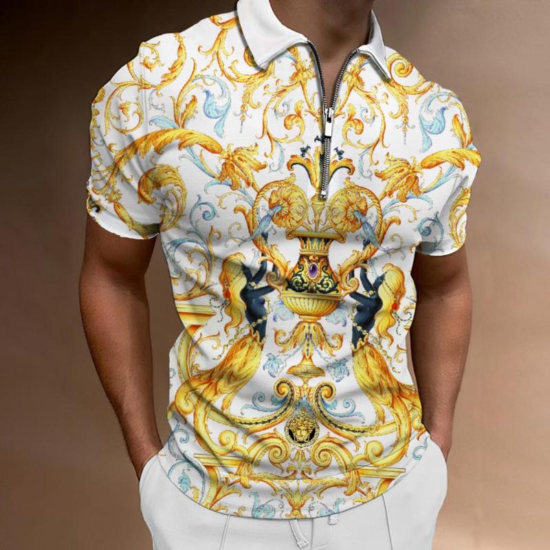 Men' Polos Baroque Pattern Printing Shirt With Zipper Vintage Style Mens Short Sleeve Casual Men' Shirts Handsome T-shirtsMen' Men'sM
Men' Polos Baroque Pattern Printing Shirt With Zipper Vintage Style Mens Short Sleeve Casual Men' Shirts Handsome T-shirtsMen' Men'sM