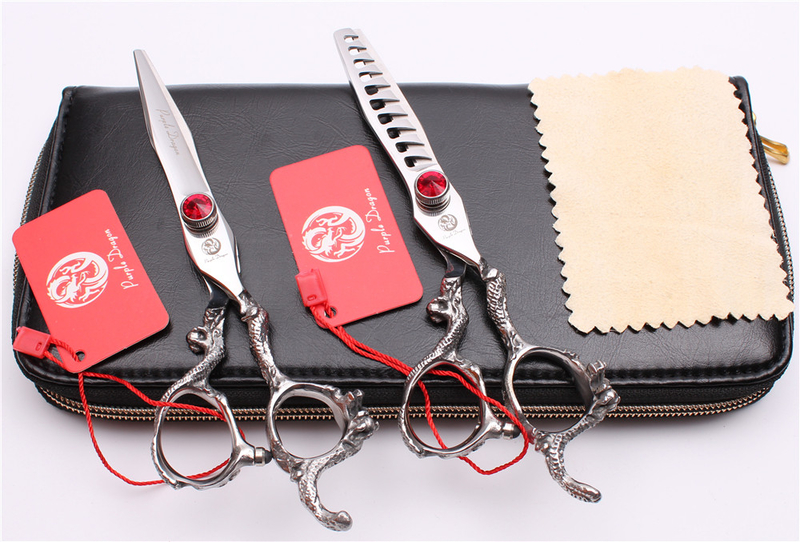 Z9006 6" Japan 440C Purple Dragon Professional Sharp Edge Human Hair Scissors Hairdressing Cutting Shears Thinning Set 220317